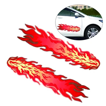1 List, Auto oznaka s crvenim plamenom, Kreativno naljepnica za automobil ukras, naljepnica za polaganje automobila, naljepnice