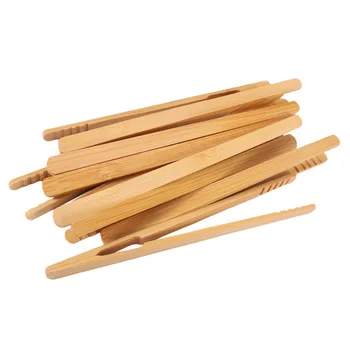 10 Komada Bambusa Kliješta za tost Bambus kliješta 7 Inča kolač Od prirodnog bambusa idealni su za tost, Kruh, marinade
