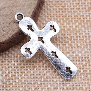 10шт 21x26 mm Privjesak u obliku Križa, Ovjes starinski, Posrebreni Za Izradu nakita Od Цинкового legure