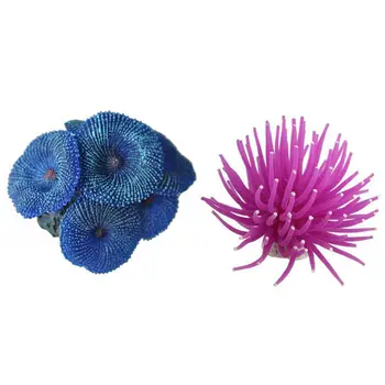 2 komada Akvarijske ribice, Morske Umjetni Koraljni Ukras -Ljubičasta i plava