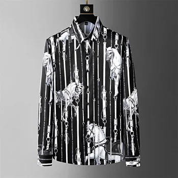 2023 Jesenski Luksuzna Košulja po cijeloj površini u retro stilu, Muška Košulja Dugih Rukava, Oblikovana Svakodnevne Poslovne Košulje, Vanjska Odjeća, Smoking Za Svjetovne zabave, Bluza