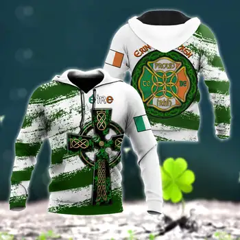 2023 Najnoviji Irski Keltski križ s 3D ispis, Jedinstveni Граджуку, Zabavna Vanjska odjeća Unisex, Svakodnevne hoodies zip/Majica