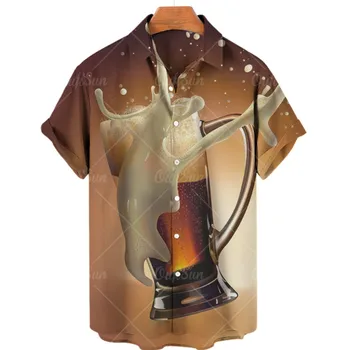 3D ispis, Гавайское pivo, muška majica s kratkim rukavima za ljetni odmor na plaži, hip-hop Muška i ulične casual odjeća veličine