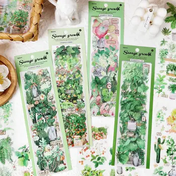 6 kom./pak. INS Naljepnice sa zelenim biljkama, Estetski Lišće, Naljepnice s bojama Dekoracija za dnevnik 