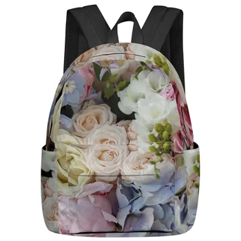 Bijelo Ružičasti ruksak s cvjetnim uzorkom, školske torbe za mlade, laptop, običaj Ruksak za muškarce, žene putnu torbu