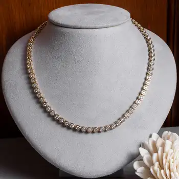 Geometrijski High-end Trendi Ženski nakit skup Безелей Okruglog oblika, teniski narukvica-lanac ogrlica