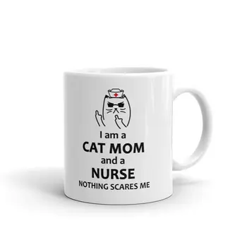 Ja sam mama-mačka i sestra, stakleno Keramička šalica za kavu i čaj, Ured za radna pehar, dar
