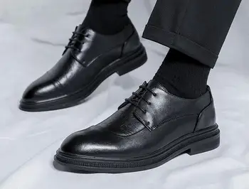 Klos Moller/ Muške cipele od prave bičevati smeđe i crne boje, ljetna casual cipele u poslovnom britanskom stilu