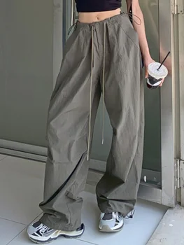 Letnja Berba hlače-teretni Y2k, ženske široke hlače s džepovima, modni ulične široke hlače, Ženske korejski univerzalne sportske široke hlače