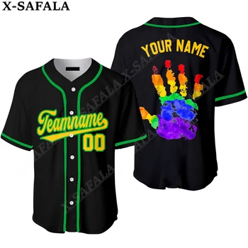 LGBT Šareni slika s uzorkom dlan 3D print iz Сетчатого vlakana, bejzbol majica, t-shirt, muška vanjska odjeća, sport kratkih rukava