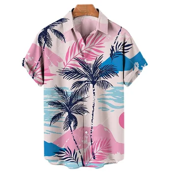 Ljetna muška košulja Aloha sa 3D ispis, super veliki cvjetni cvjetni uzorak, odbojka na tropski odmor, ulica naselje, odjeća Harajuku Y2k