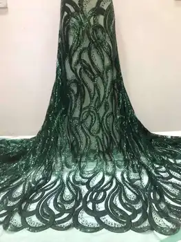 Luksuzna afrička cvjetne čipke tkanina 2023 Najnoviji zelena indijski tkanina Sari Kvalitetna čipka cvjetne čipke tkanina s 3D šljokicama vjenčanica