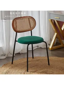 Moderan minimalistički blagovaona stolice od bambusa i ratana, dom stolica sa naslonom, radni stolac, stolac za šminkanje, uredski stolac za kreativnost, stolica za odmor, kava