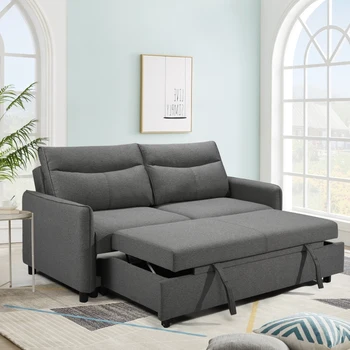 Moderni tkanina kauč-futon Loveseat, mali kauč za odmor sa sklopivim naslonom, namještaj za dnevni boravak, siva