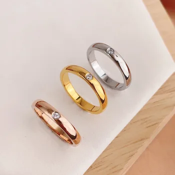Modni Korejski stil, Prsten od nehrđajućeg čelika Širine 3 mm, Zlatne boje, Prsten sa šljokicama Za žene, poklon za zaljubljene muškaraca