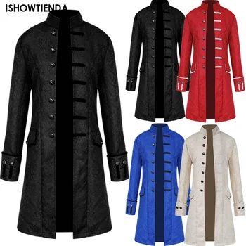 Modni Muške zimske tople frak u Steampunk stilu na Halloween dugi rukav, Starinski gotička frak, jakna, kaput na zakopčane, Тренч, Gornja odjeća