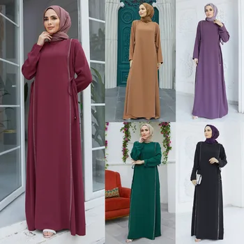 Muslimansko žensko haljinu dugih rukava u etničkom stilu, Sa štrasom, Svakodnevne Slobodne umetanje, Dubai, Elegantan Haljinu, Bliski Istok, Arap
