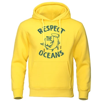 Muška majica s po cijeloj površini Respect The Oceans, Dizajnerske Runo Vanjska odjeća, Modni sportski kostim u stilu hip-hop, Kreativna hoodies u stilu Харадзюку, Gospodo