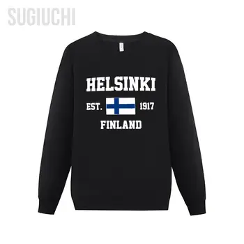 Muški i ženski veste s kapuljačom Finland EST.1917 Helsinki Capital, puloveri s kapuljačom, veste s okruglog izreza u stilu hip-hop, pamuk, Unisex