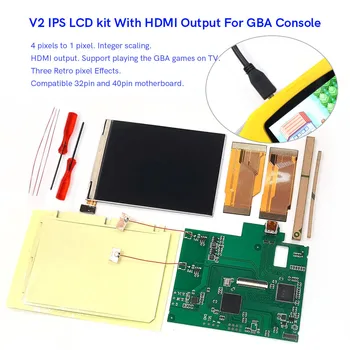 Novi komplet LCD zaslona V2 IPS 10 razina svjetline i izlaza kompatibilan s HDMI, Retro-пиксельный revije svjetla za konzole Gameboy Advance