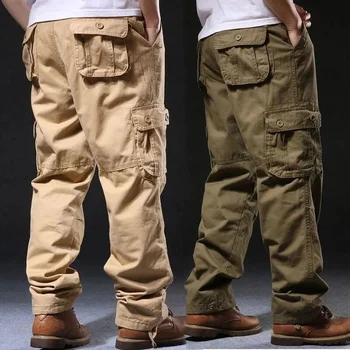 Pamučne hlače-teretni hip-hop оверсайз, gospodo svakodnevne široke tijelo s više džepova, ravne hlače taktičke vojne radne hlače u stilu милитари