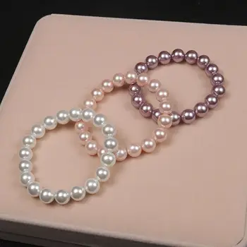 Pokloni, kuglice u obliku školjke, imitacija bisera 10 mm, ružičaste narukvice/ljubičasta/bijela u boji, modni Dodaci, narukvice, nakit
