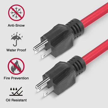 Produžni kabel s 3 zupca, Kabel-ac prilagodnik izmjeničnog napona generatora 5-15 P prekidača za prijenos, 12AWG 125 (2 ft) (crvena)