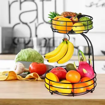 Prostrana korpa za povrće, dupli sloj Košara za voće, Multifunkcionalni rješenje za pohranu s brzim odvod za kuhinje