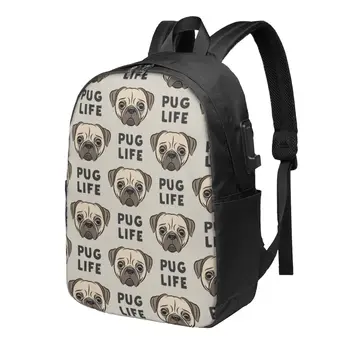 Pug Life Klasični osnovni platna školski ruksak, casual ruksak, uredski ruksak za muškarce i žene