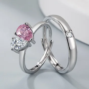 Romantično prsten za neki par ljudi ružičaste i bijele boje, Čije Zajedno za cijeli život, u Paru prsten za muškarce i žene, dar za priznanje u ljubavi 커플