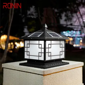 RONIN Solarni Stup Lampa Vanjski Jednostavan i Starinski Crni Dekor Stup Svjetiljke LED Vodootporan IP65 za Kuće Vile Trijem u Dvorištu