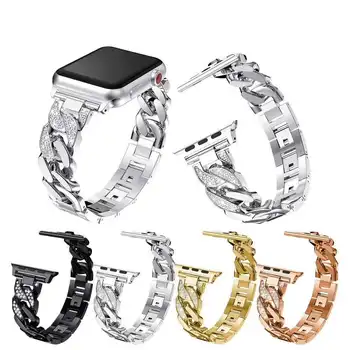 Sjajna Dijamant Remen Za Apple Watch Band 40 mm 45 mm 44 mm 41 mm 42 mm 38 mm Metalni Remen Za iWatch Serija 7 SE 6 5 4 Ženska narukvica