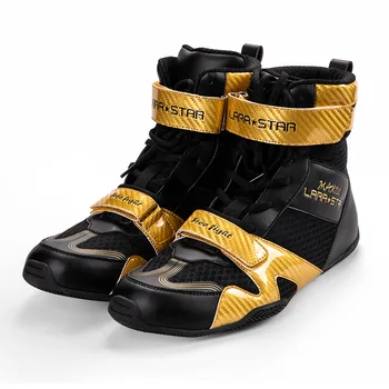 TaoBo LARA STAR Pro Zlatno-crni boks cipele za par tenisica za borbu s kukom i petljom, sportska odjeća za vježbanje пауэрлифтингом