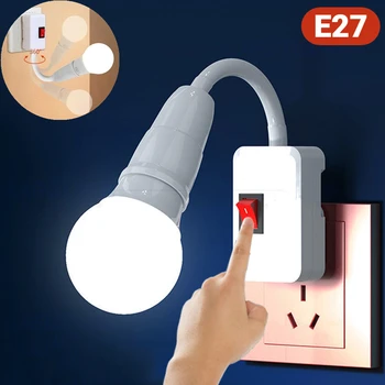 Temelj žarulja E27 Držač žarulje Utičnica EU US Plug Zid Fleksibilni Držač Adapter za lampu Temelj svjetiljka sa prekidačem