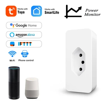 Tuya Wifi Smart Brazil Switch Plug WIFI Pametna utičnica u Brazilu Smart Life Utičnica u Brazilu Sa monitora napajanja za Alexa, Google Home