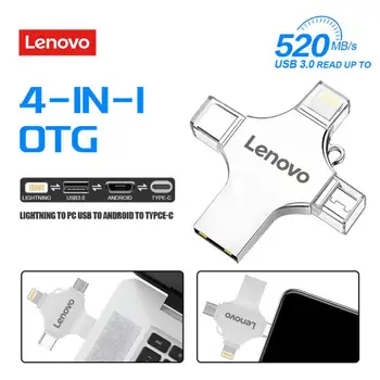 USB flash drive Lenovo Android Type-C, USB 4-U-1 OTG Flash-drive Speed 520 Mb/s. Rotirajući USB3.0 U Disk Za telefon, računalo, Auto