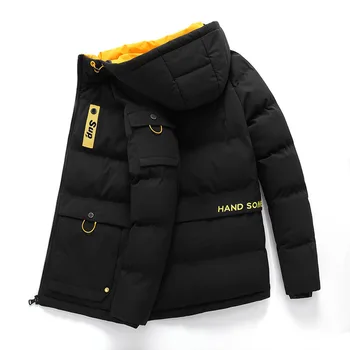 Zimska muška svakodnevni jakna s kapuljačom i pamučnom postavom 8XL 7XL 6XL 5XL, funky nova ветрозащитная jakna s više džepova i pamučnom postavom.