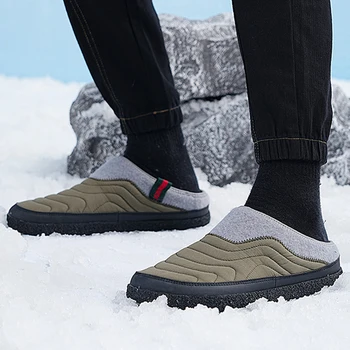 Zimske muške, ženske tople papuče na vodootporne cipele, kratka plišani pamučnim cipele za odmor, kucni meke papuče sa solidnim bočnici, par